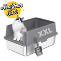 XXL Stainless Steel Cat Litter Box with Lid – High Sides, Low Entry, Easy to Clean, Odor-Free, Anti-Leak | Buy 2 & Save $10